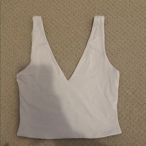Babaton White V-Neck Crop Top
